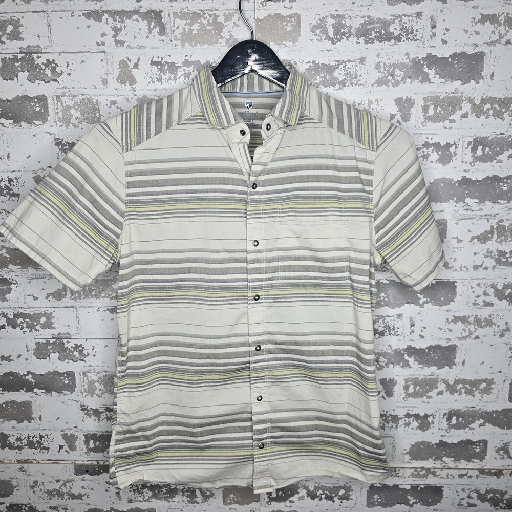 Kuhl Intriquer Short Sleeve Shirt Mens Snap Front Stretch UPF 50 Striped Size S
